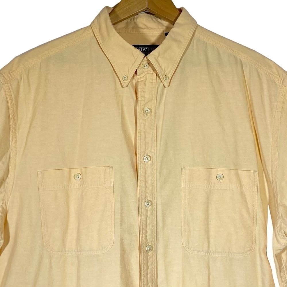 Lands' End men's size XLT (17-17.5) butter yellow button down short sleeve shirt